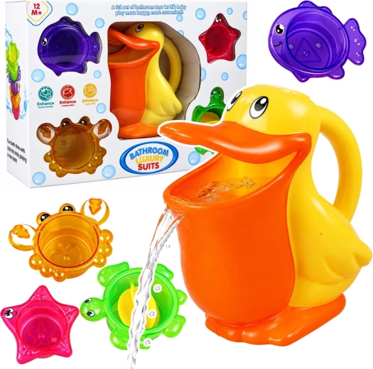 Pelican bath toy with animal molds