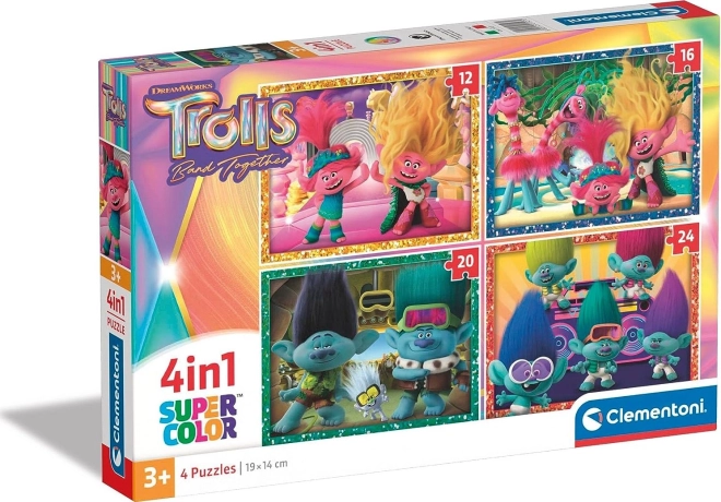 Dėlionė 4v1 TROLIAI SuperColor (12–24 detalės) – CLEMENTONI