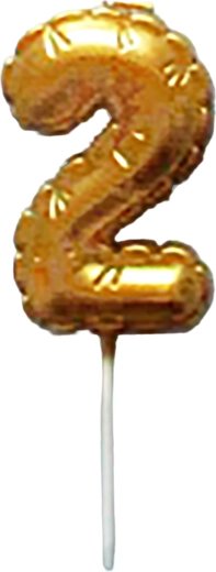 Cake candle number 2 gold 6 cm