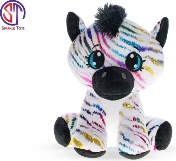 Plush zebra with rainbow glitter 24 cm – sitting