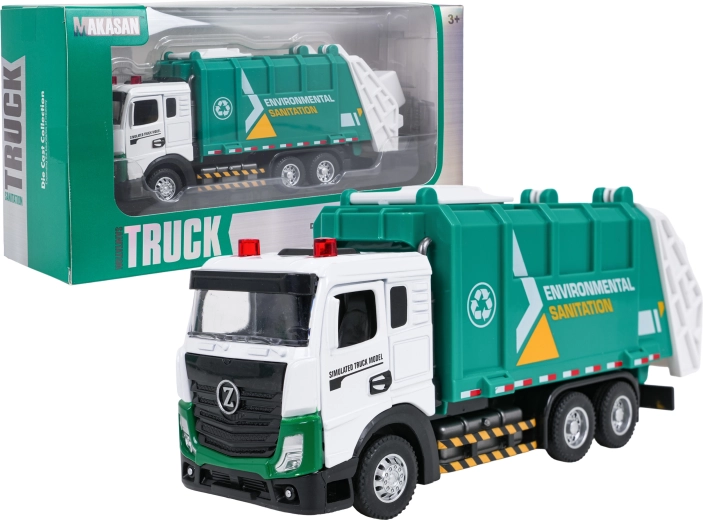 Metal garbage truck with light and sound effects