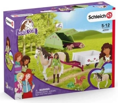 Schleich Horse Club Sarah with her Pinto mare and camping accessories
