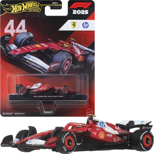 Hot Wheels Premium Formulė 1 2025 Scuderia Ferrari HP #44 Lewis Hamilton – automobilio modelis 1:64 – 1 vnt.