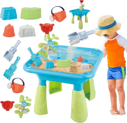 Woopie 2-in-1 water and sand table with 14 accessories