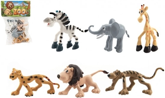Linksmi safari gyvūnai ZOO, plastikinis rinkinys 6 vnt. (9–10 cm)