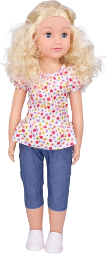 Walking doll in floral dress 70 cm