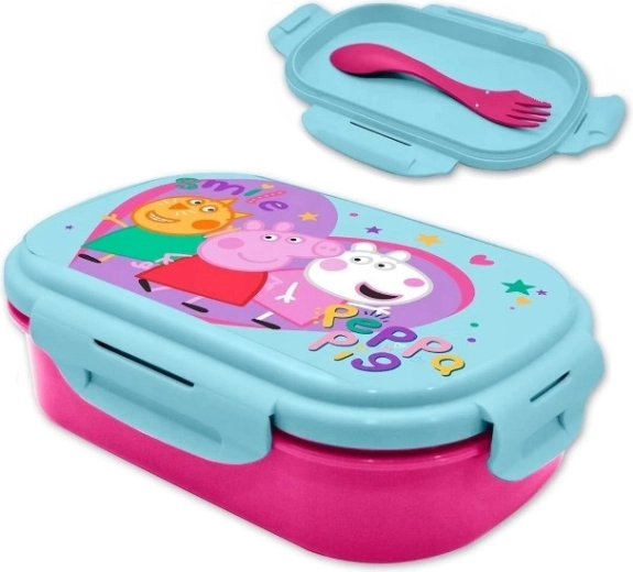 Užkandžių dėžutė PARŠELĖ PEPPA su stalo įrankių rinkiniu