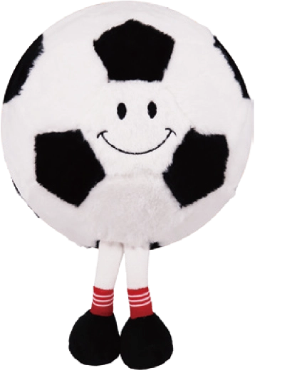 Pliušinis pripučiamas futbolo kamuolys su veidu ir kojytėmis 23 cm