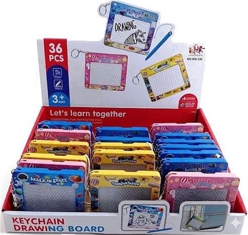 Mini magnetinė piešimo lentelė ant raktų pakabuko 7,5 × 8,5 cm – 1 vnt.