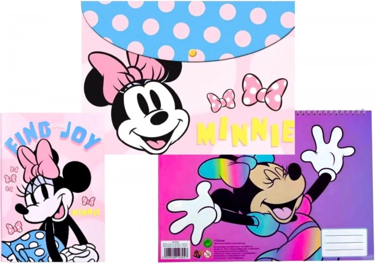 Disney Minnie užrašų sąsiuvinio, bloknoto su lipdukais ir aplanko rinkinys