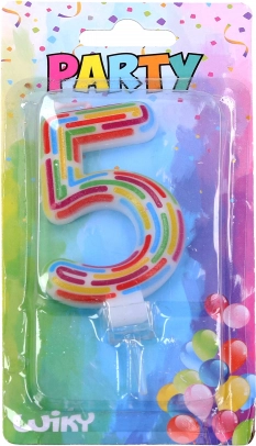 Vakarėlio žvakutė skaičius 5 – brūkšneliai