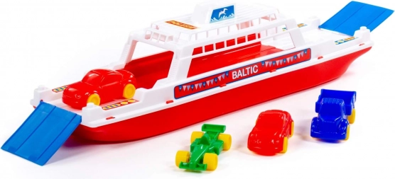 Plastikinis keltas BALTIC su 4 mini automobiliais