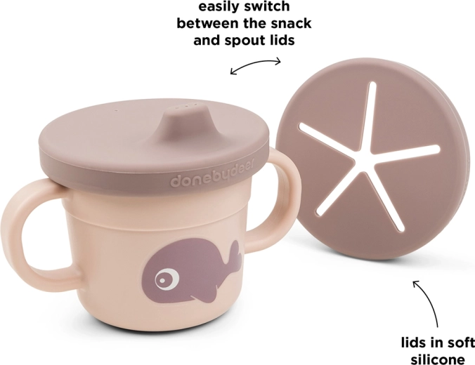 Done by Deer Foodie Wally cup with straw and snack container, pink