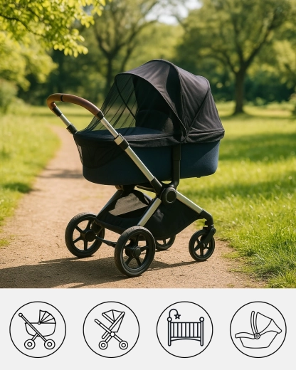 FreeON universal black stroller mosquito net