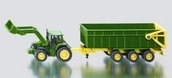 SIKU Farmer John Deere traktorius su frontaliniu krautuvu ir priekaba 1:87