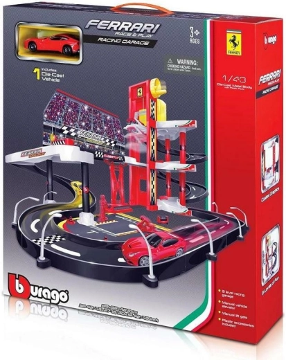 Bburago Ferrari Race+Play garage with race track and 1:43 scale car