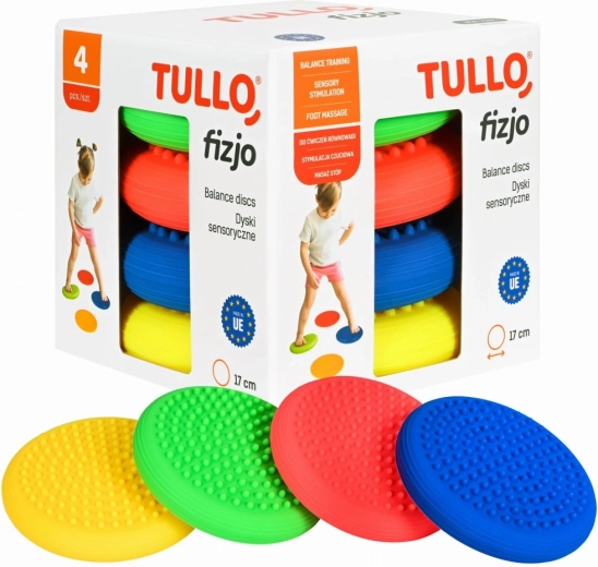 Sensoriniai pusiausvyros diskai su masažiniais taškeliais, rinkinys 4 vnt.