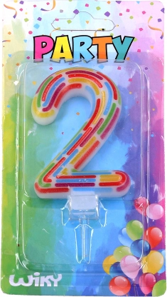 Vakarėlio žvakutė skaičius 2 su brūkšneliais