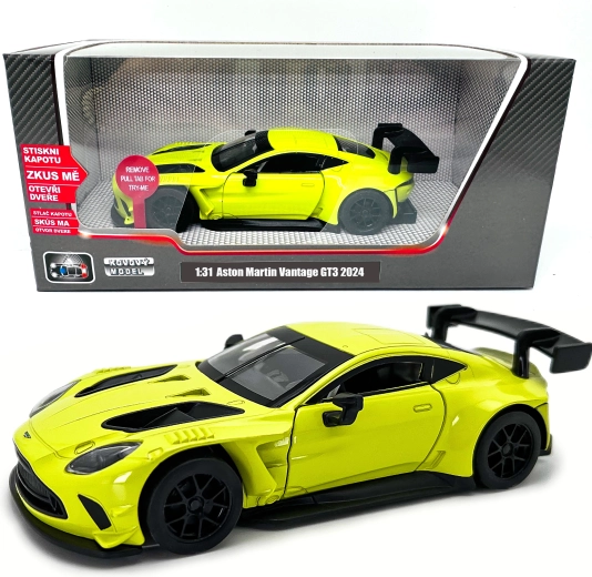Metal Aston Martin Vantage GT3 model with lights and sound, 1:31 scale