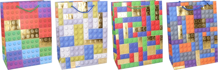 Gift paper bag M 26 × 32 × 10 cm – colorful blocks