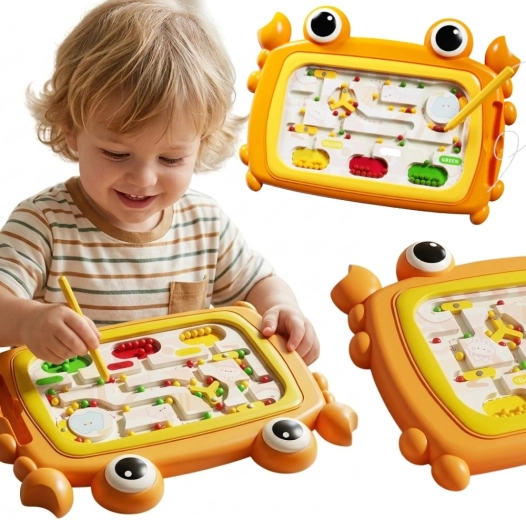 Woopie Montessori magnetinė krabo labirinto lenta, oranžinė
