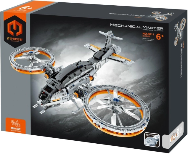 iM.MASTER Building Set: Futuristic Helicopter with Mechanical Drive, 850 Pieces