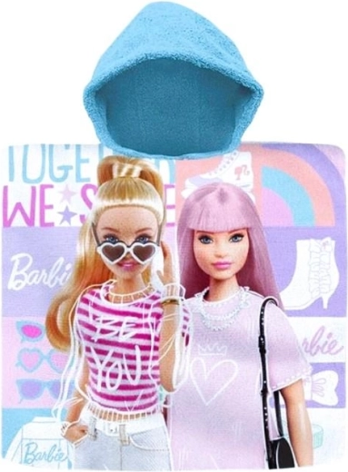 Children's hooded bath poncho BARBIE made of cotton