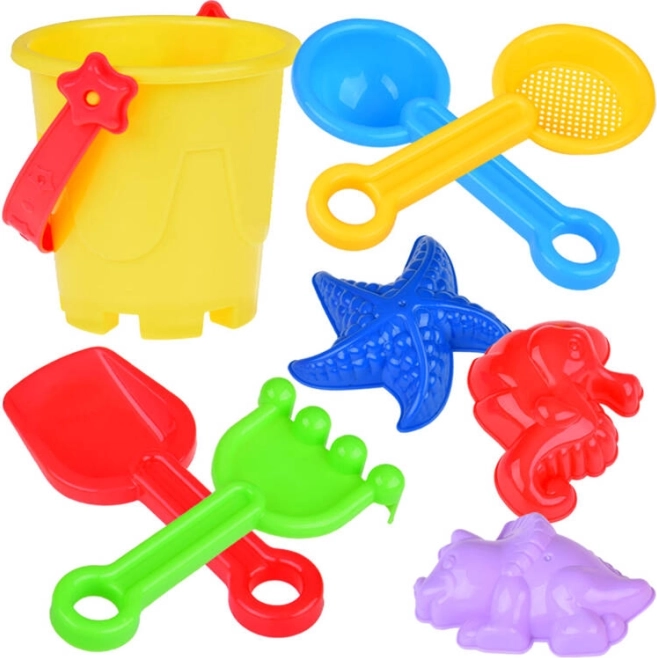 Smėlio žaislų rinkinys – kibirėlis, formelės ir grėbliukas