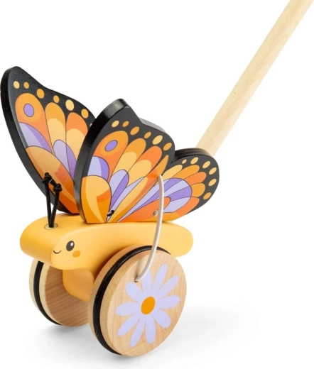 Bigjigs Toys medinis stumiamas žaislas drugelis