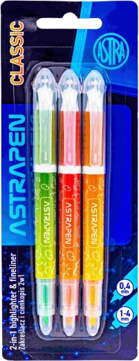 Astra 2-in-1 Classic Highlighters, Set of 3