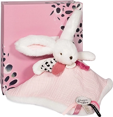 Doudou gift set pink - bunny with square blanket