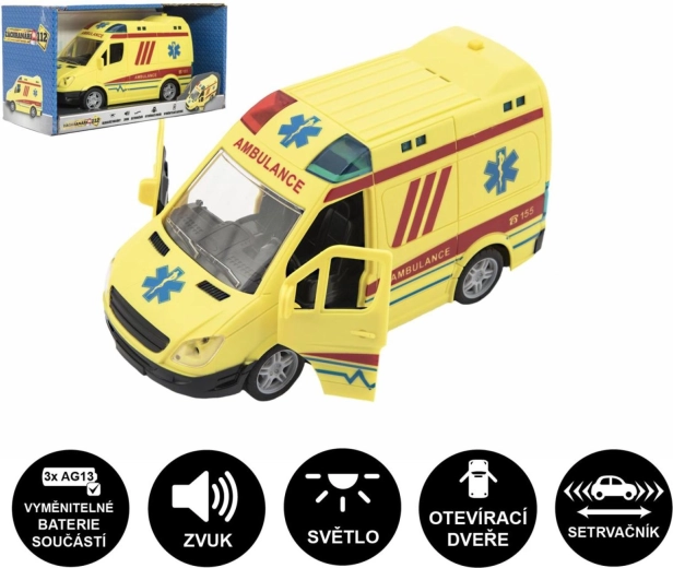 Plastic ambulance with lights and sound, 20 cm