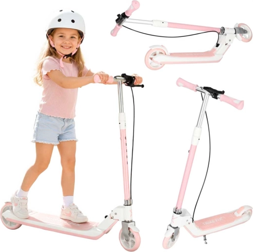 Trike Fix sulankstomas vaikiškas paspirtukas su šviečiančiais LED ratukais, rožinis