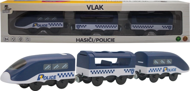 Babu policijos traukinukas su magnetiniais vagonais, veikiantis nuo baterijų