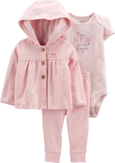 Carter’s 3-piece newborn set – hooded sweatshirt, sweatpants and short-sleeve bodysuit, gray-orange