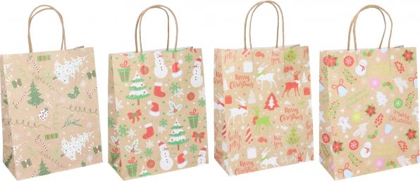 Kalėdinis dovanų maišelis, dydis S (15 × 21 × 8 cm), 4 motyvai