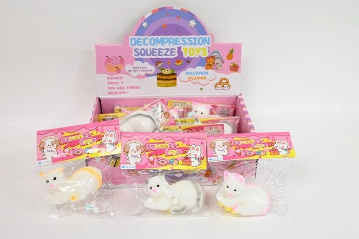 Anti-stress squishy kitty with pastel balls
