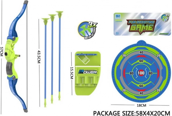 Mėlynas lankas su strėlėmis ir taikiniu 57 cm