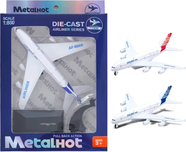 Metalinis lėktuvo modelis MetalHot Airliner 1:860 su atgaline eiga (pull-back)