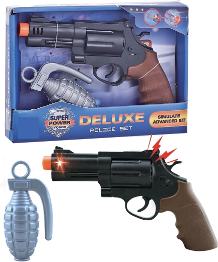 Sparkys policijos pistoletas ir granata
