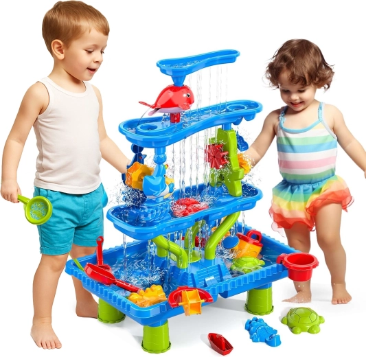 Woopie 4-in-1 water and sand table with waterfall and dolphin
