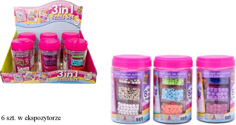 Creative bead set for making jewelry in a plastic box