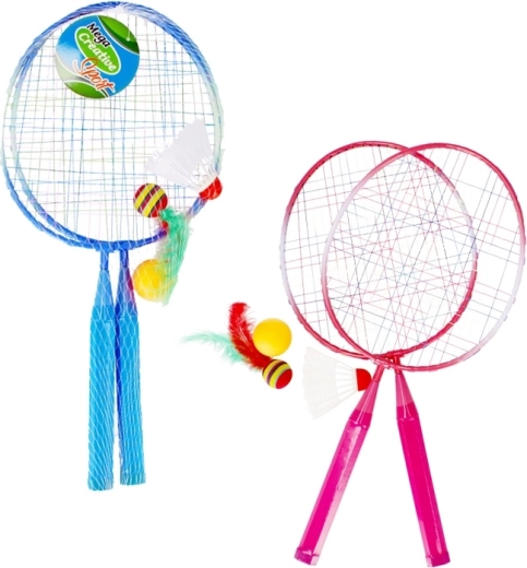 Vaikiškas badmintono rinkinys – metalinės raketės, plunksninukas ir kamuoliukai