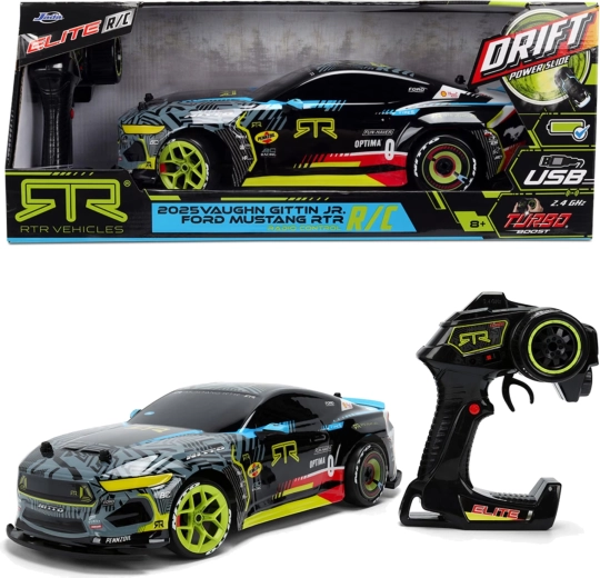 Nuotoliniu būdu valdomas Ford Mustang RTR 2025 Vaughn Gittin Jr. 1:10 su driftu ir Turbo Boost