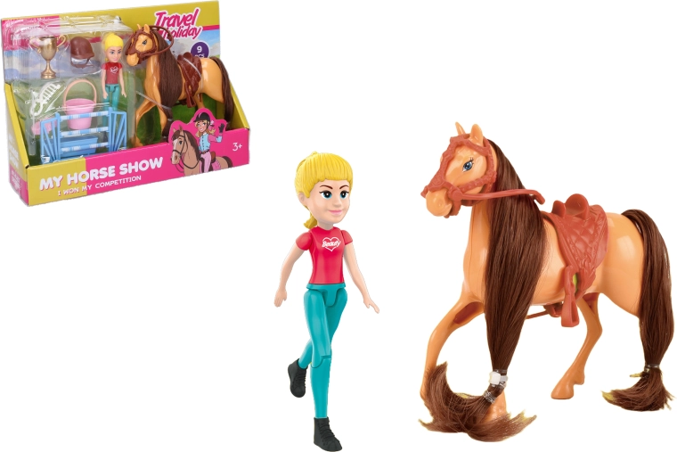 Žirgas su raitelio figurėle 12,5 cm – rudas