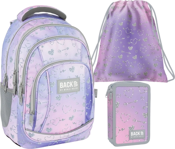 Mokyklinis rinkinys BackUP Twinkle 3in1: kuprinė, komplektuotas penalas ir maišelis