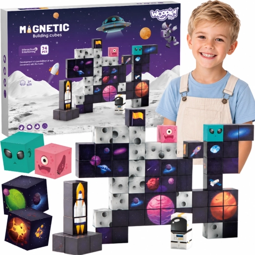 Magnetinės konstrukcinės kaladėlės kosmosas WOOPIE (74 dalys)