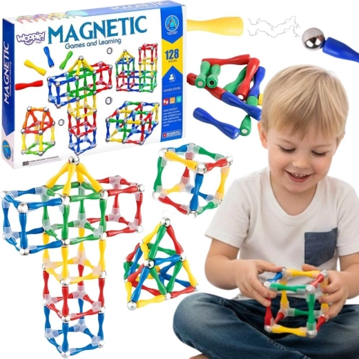 Woopie 3D XXL Magnetic Building Set, 128 Pieces