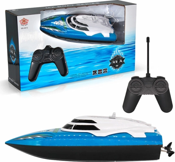 Remote-controlled blue 4-channel boat Sparkys