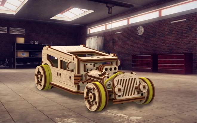 Wooden 3D puzzle WOODEN CITY hot rod – mechanical model 141 parts